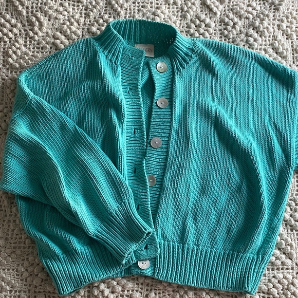 Jaggery London Carmen cardigan in Turquesa.